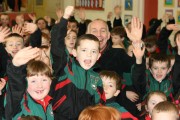 Ray Darcy with children from St Josephâs Primary, Glanmire, Cork