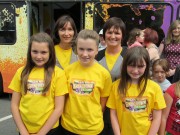 Mum Blaithin Corr with daughters L-R Laura and Neighbour Pauline Loughman and daughter Aine.Sarah. SHAKEDOWN THE TOWN, RTE TWO.