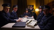 Irish Pictorial Weekly Left to Right – John Colleary, Barry Murphy, Tara Flynn, Colum McDonnell, Michael O Sullivan & Jay Stanbridge playing “The Garda Commissioners”