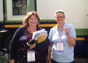 Neansaí Ní Choisdealbha and Áine Hensey outside the Ródaí at 2014 Fleadh in Sligo