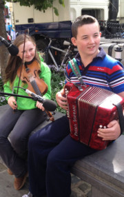 Bláithín Ní Chinnéide and Keelan McGrath outside Ródaí Fleadh Cheoil 2014 Sligo