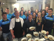 (07)Neven Maguire Healthy Home Chef, programme four. Neven with members of the DCU GAA Academy and  executive chef Peter McGillicuddy. (Wednesday 17th February)