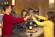 NEW GIRL:  L-R:  Jake Johnson, Lamorne Morris, Hannah Simone, Max Greenfield and Zooey Deschanel in the 