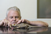 The Pet Surgeons Vet Pat O Doherty with a Bearded Dragon from Fota