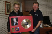 Derek Ryan and Raymond with his gold disc, Record shop episode, Stetsons and Stilettos series 2