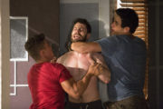 Home and Away Ep 6678 Justin (JAMES STEWART) and Mason (OPRHEUS PLEDGER) restrain Brody (JACKSON HEYWOOD)