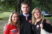 Marty Walsh with his longtime girlfriend Lorrie Higgins and her daughter Lauren.