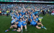 Blues Sisters Dublin players celebrates with the Brendan Martin Cup 24/9/2017