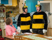 Mrs Brown's Boys New Year's Special - Agnes (Brendan O'Carroll) with Buster (Danny O'Carroll) and Dermot (Paddy Houlihan)