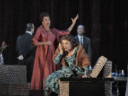 Amanda Echalaz and Christine Rice in Thomas Ades' The Exterminating Angel - Photo Ken Howard, Metropolitan Opera