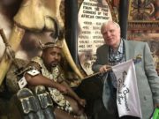 Francis Brennan's Grand Tour South Africa - Francis with the 'King' (real name Mphumzeni) at Lesedi Cutlural Village