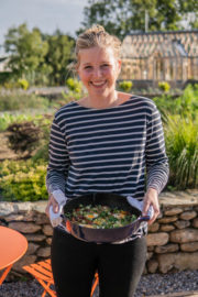 Chef Katie Sanderson with her Berber Eggs dish. GROW COOK EAT, New Series, programme one, Wednesday March 13th, RTÉ One.