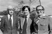 RTÉ Sport staff (1979) l-R Mike Horgan (Editor), Jim Carney (presenter) and Mick Dunne (Commentator)  The Sunday Game Image Ref. No. 2125/044