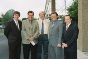 Launch of The Sunday Game (1997) L-R Michael Lyster, Ger Canning, Tim O'Connor, Joe McDonagh (Uachtaran GAA) and marty Morrissey The Sunday Game Image Ref. No. 2353/066