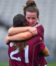 óisín Leonard, right, and Fabienne Cooney of Galway, Ladies Football