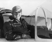 Big Tom in pilot's seat of plane in Glenamaddy