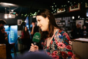 Áine Ní Bhreisleáin during live broadcast of Bladhaire from Piper's Corner