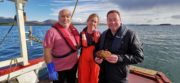 (02)Neven's Irish Food Trails, programme two. January 13th. Neven fishing for scallops with fisherman Ciaran Quinn and crew member Treasa Dolan