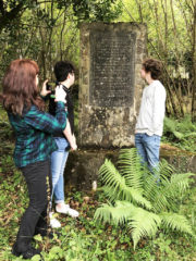 Paula McCarthy with sons Andrew and Robert Kinnear at the monument to Máire Bhuí Ní Laoghaire Monument near Gugán Barra