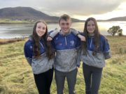 Clodagh Ní Ghallóglaigh, left, who will present the concert Nead na Nollag, live from Acaill, with Katie Nic Gearailt and Eoin Ó Murchú who will also take part in the concert