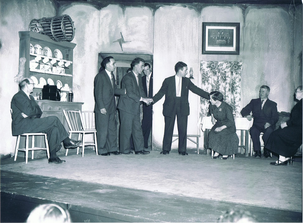 Gaeltacht performers on stage in the Damer Theatre, established by Gael Linn in 1955 and run under ists auspices until 1976